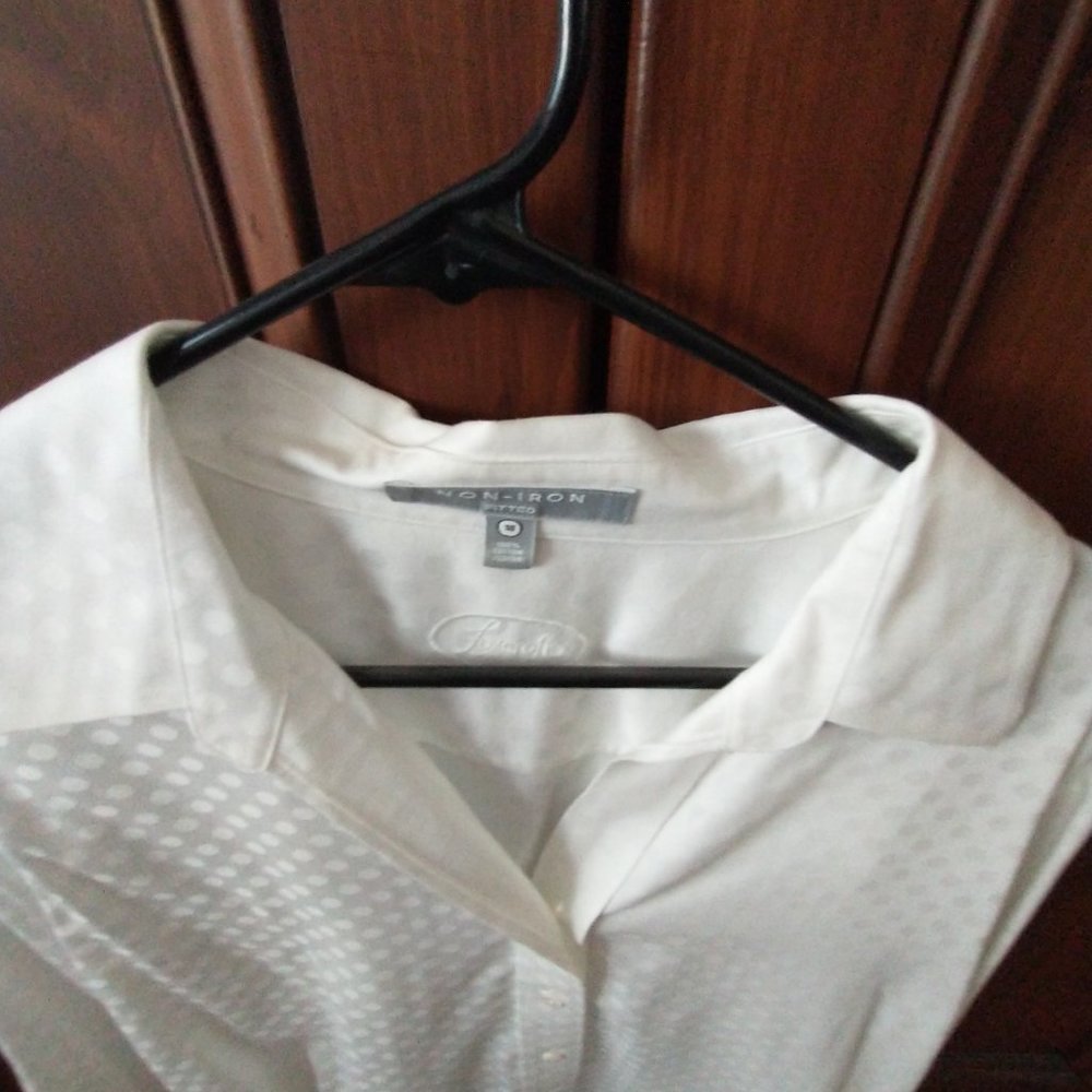 Foxcroft White on White Polka Dot Blouse - Picture 3 of 3